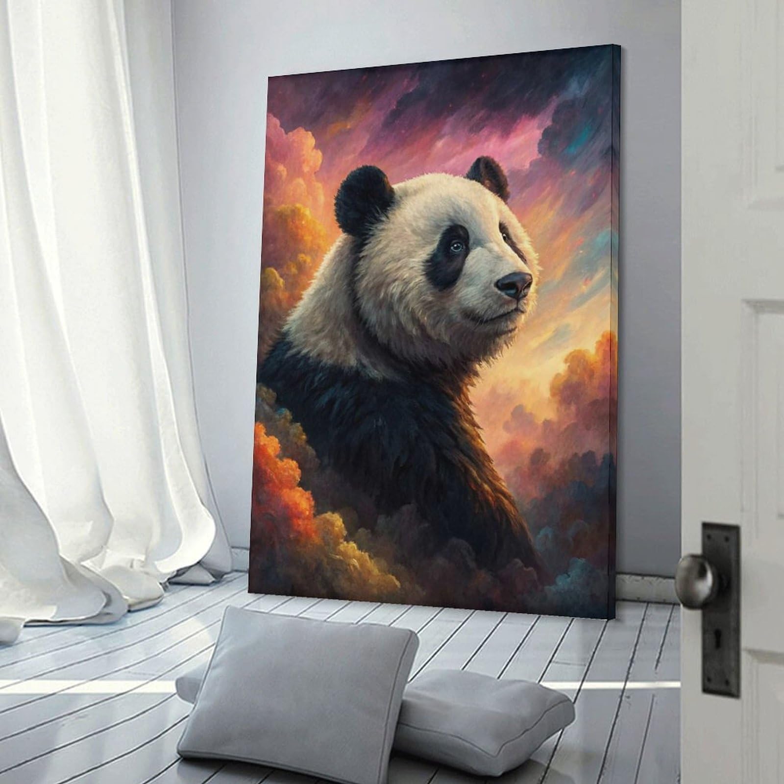 Junmoney Panda in A Cosmic Sky Wall Art Print 20x30inch(50x75cm), for Living Spaces, Bedrooms Or Relaxed Rooms, A Home Accent with Warm Character