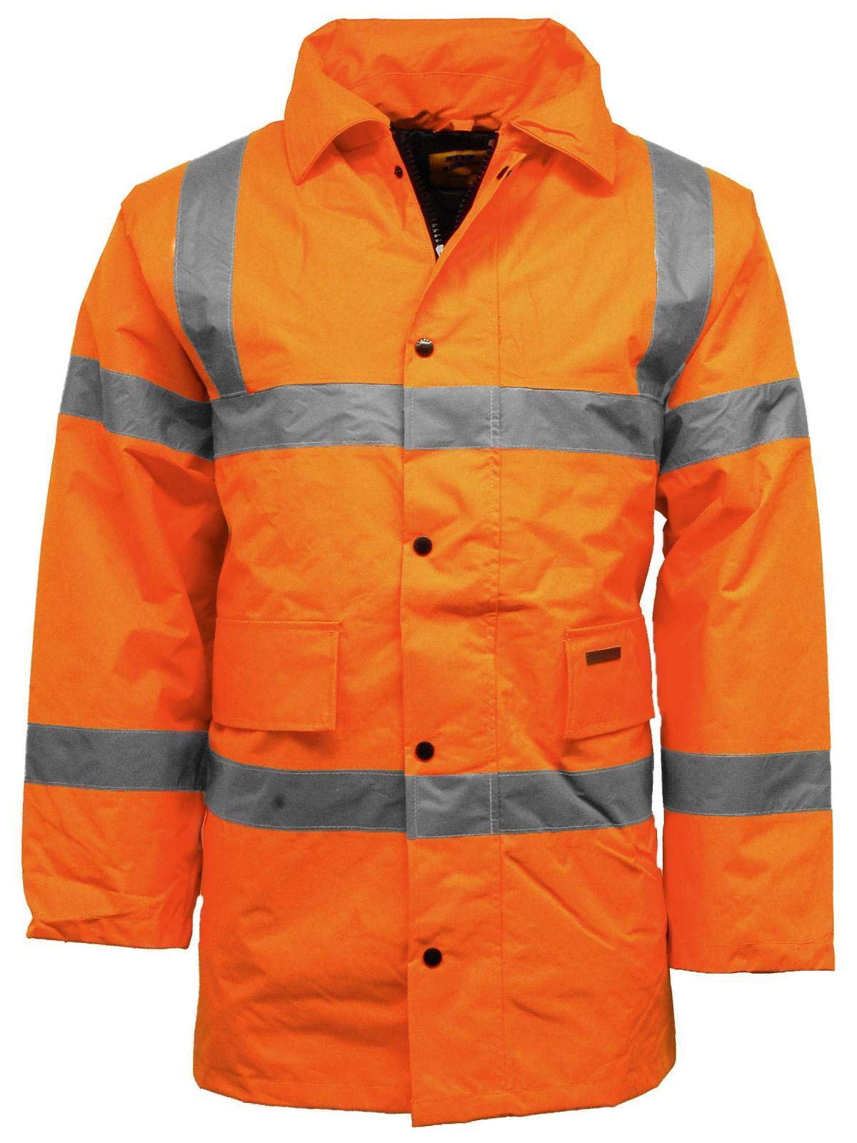 Hi Vis Parka Waterproof Coat Jacket | Workwear Reflective Security Safety Coat Orange