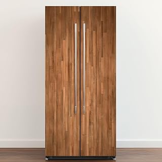 Self Adhesive Vinyl Refrigerator Wrap Basketball Floor Texture Door Mural Sticker Peel and Stick Removable Door Cover Fridge Wrap Decal for Kitchen Decor