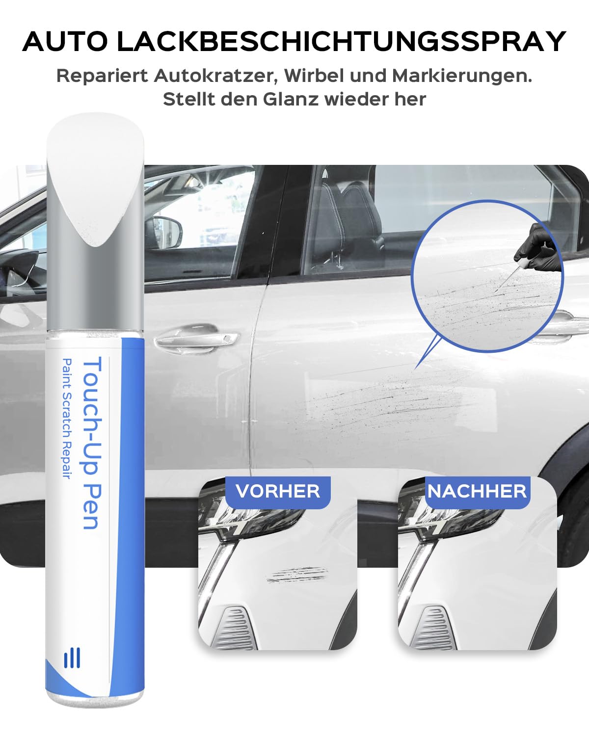 Vernice per Ritocchi EWP Bianco Banquise Bianca White per Peugeot Riparazione Graffi e Scheggiature
