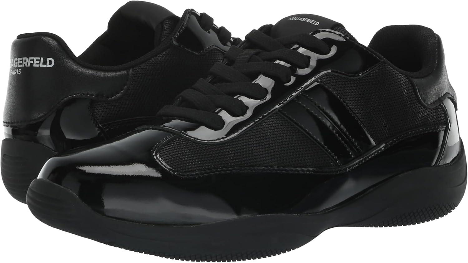 Karl Lagerfeld Paris Men's Patent Leather Camo Black Sole Sneaker 7.5 Black image 7 of 7 B0CK53S4MX