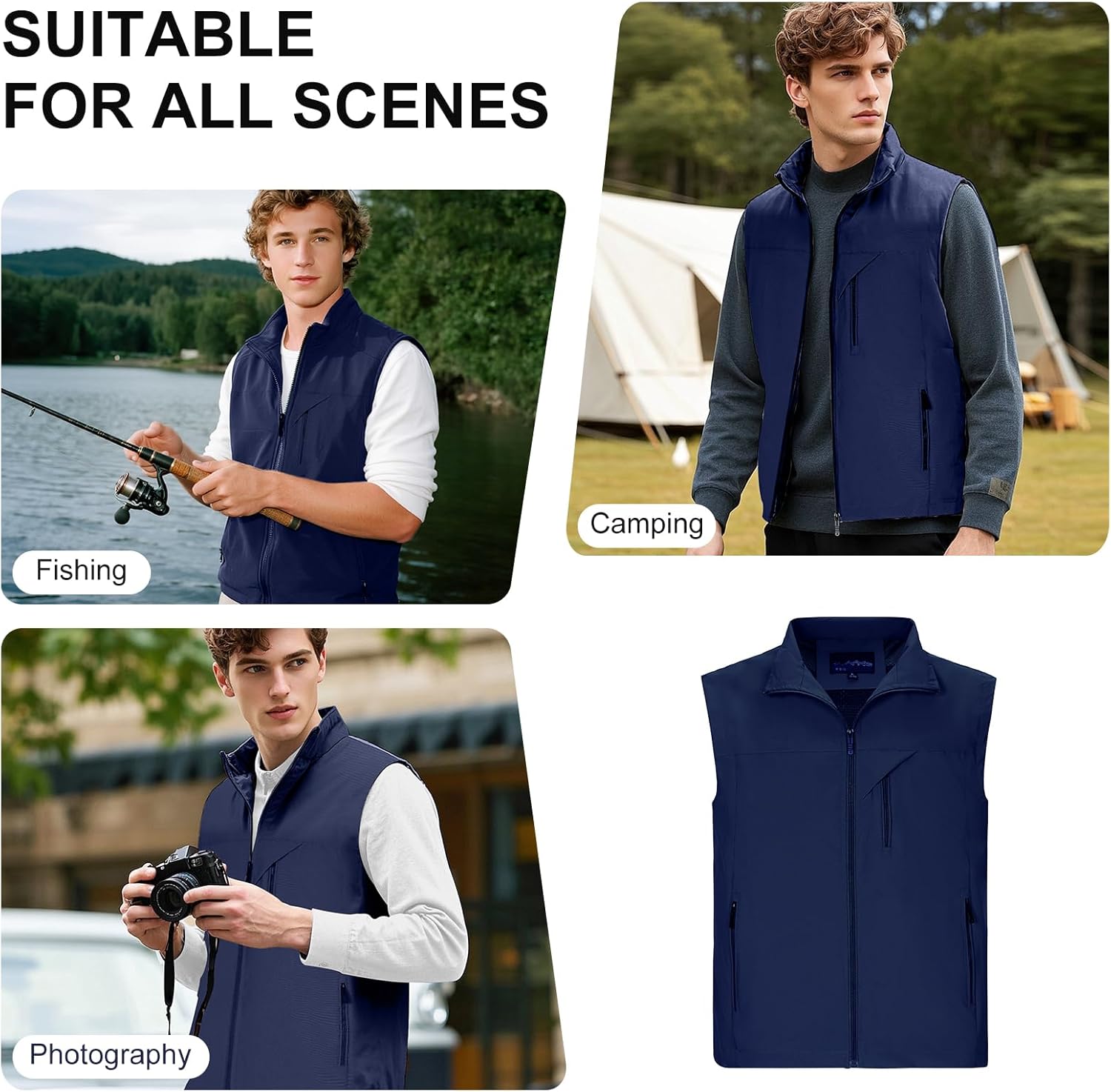 DUOFIER Men's Casual Vest Lightweight Outdoor Work Photo Cargo Sleeveless Jacket for Hiking Travel - Image 4