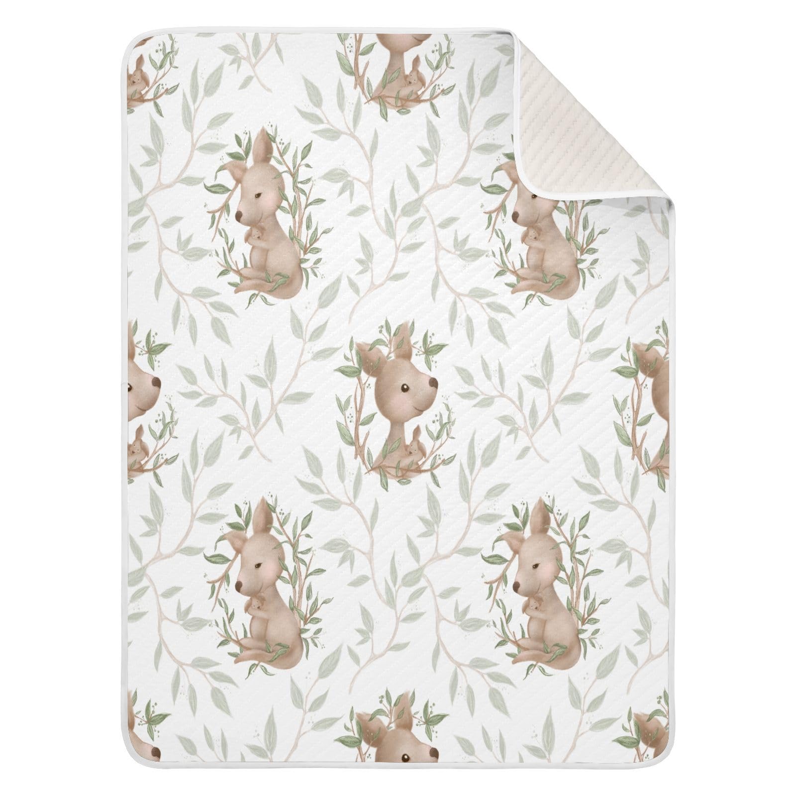 Cgiub Cute Kangaroo Baby Blanket for Girls Boys Soft Warm Reversible Infant, Newborn, Toddler Receiving Blanket Unisex Travel Throw Blanket for Crib Stroller Nursery, 30"x40"