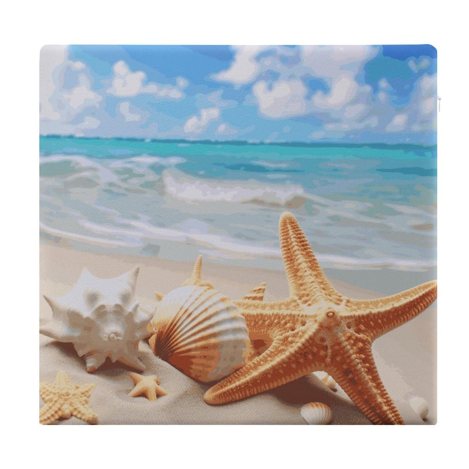 Adfgyerh Style Starfish Seashell Ocean Beach Cushions Memory Foam For Adults, Seat Cushion Chair Pads Soft, Square Pillows For Dining, Kitchen, Office, Patio Chairs