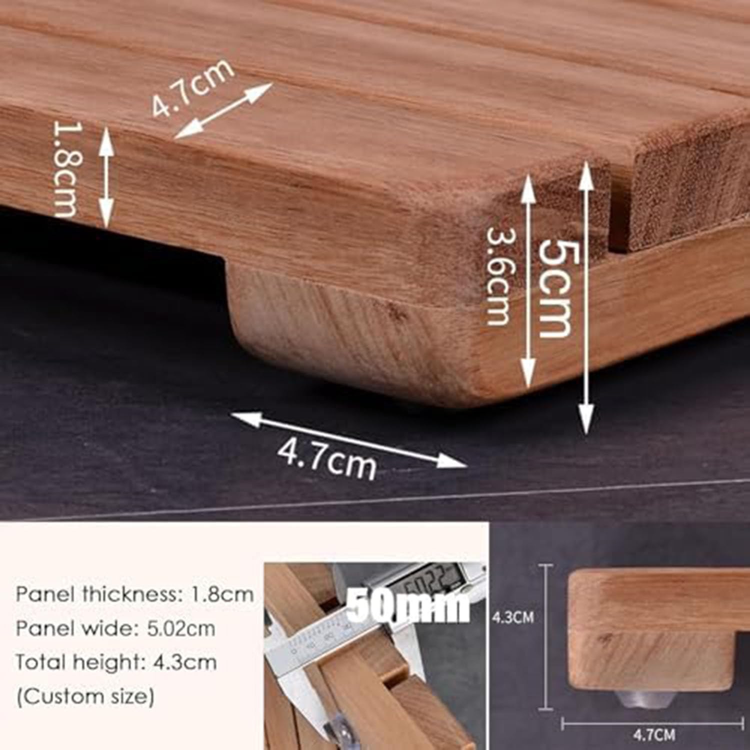 YSZBD Caillebotis De Douche Bois, caillebotis Exterieur,Caillebotis pour la Douche,Salle de Bain, Piscine, Sauna,Tapis de Douche antidérapant(Wood,60×120cm)