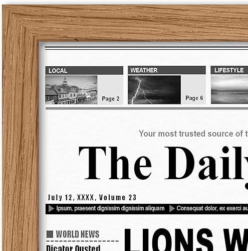 Miniatura 3 de Americanflat Marco de periódico de 11 x 22 pulgadas con plexiglás pulido, exhibición para artículos de medios variados, colección de firmas, marco