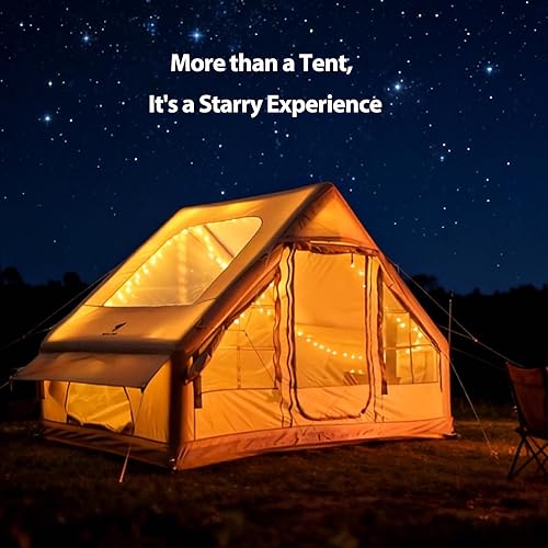 Miniatura 4 de GEERTOP Tienda de campaña inflable grande con estufa Jack Instantánea Impermeable Inflable Air Glamping Tienda de campaña con tragaluz para la