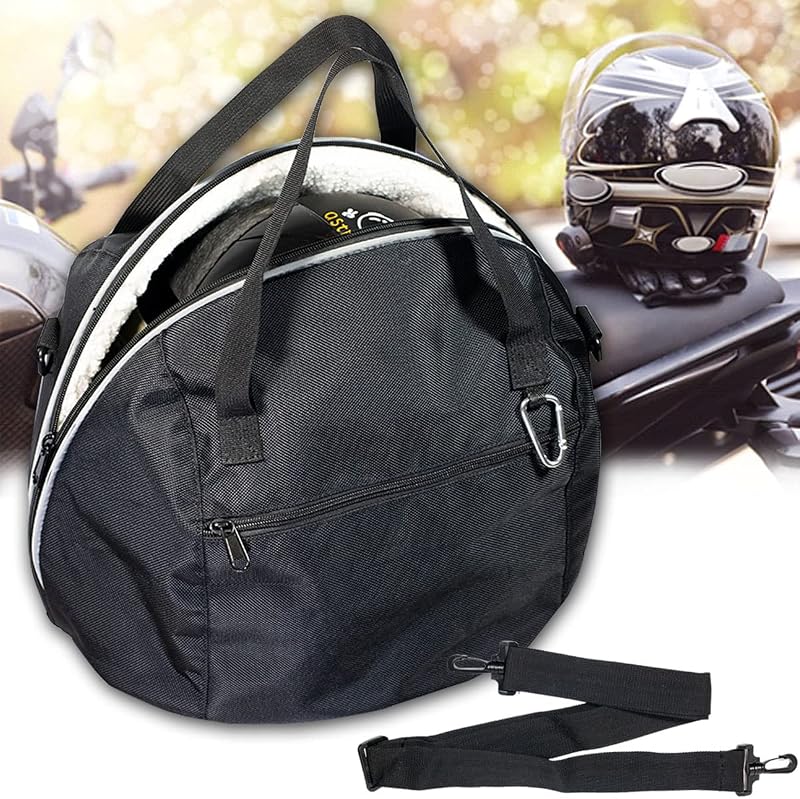Helmet Bag,Motorcycle Helmet Storage Bag,Lightweight Soft Fleece Lining Water-resistant 1680D Oxford with Strap, Reflective Strip (Black)