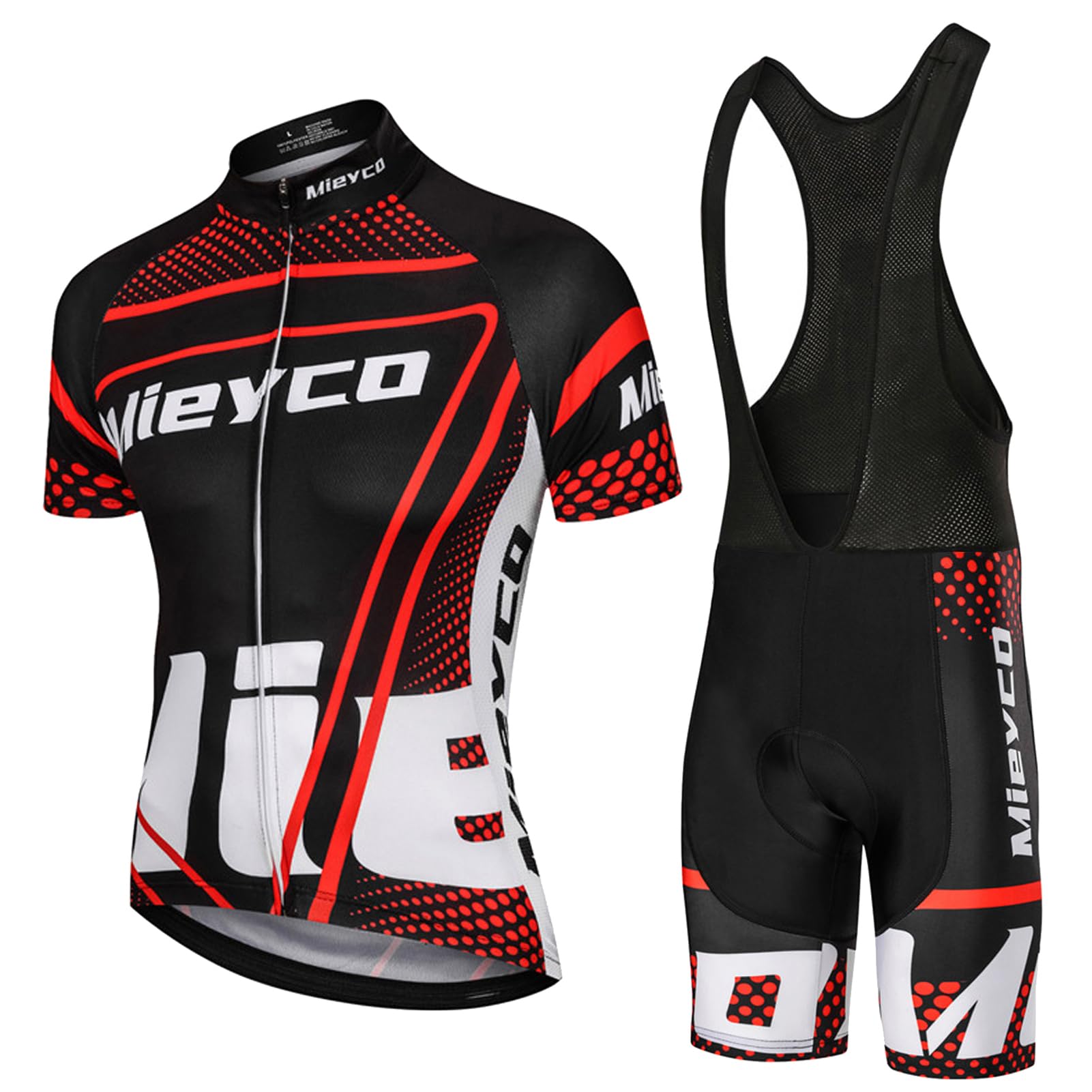 Vêtements Cyclisme Homme Été Tenue Cycliste Manche Courte, Maillot de Velo VTT MTB Jerseys et Cuissard à Bretelle avec 9D Coussin Gel,Ensemble Combinaisons de Cycling Respirant Séchage Rapide