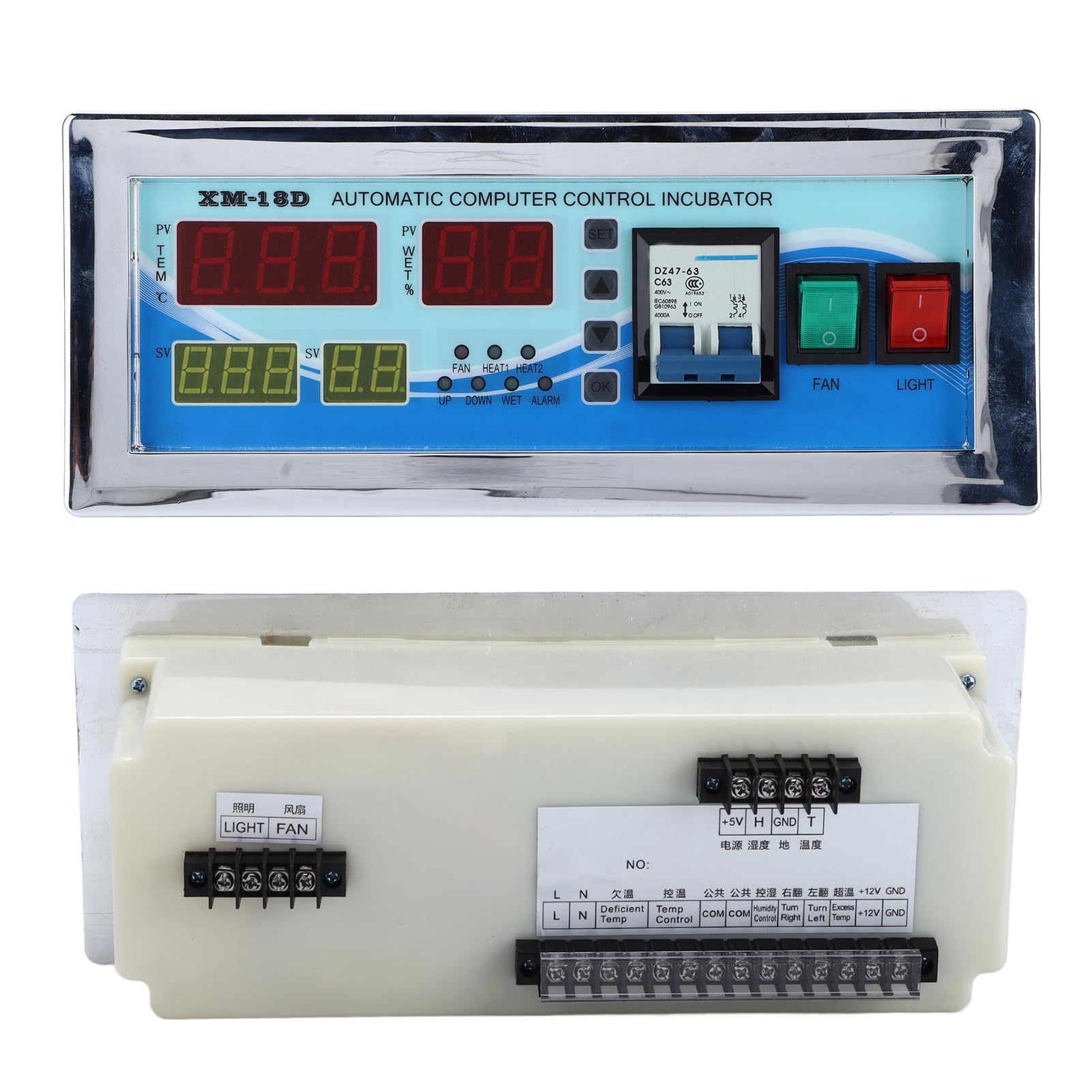 Regulador de incubación de huevos Termostato automático de temperatura y humedad Máquina de extinción con sensor de alta precisión para pollo, pato, ganso, codorniz, palomas, pavo real, plástico 29,2