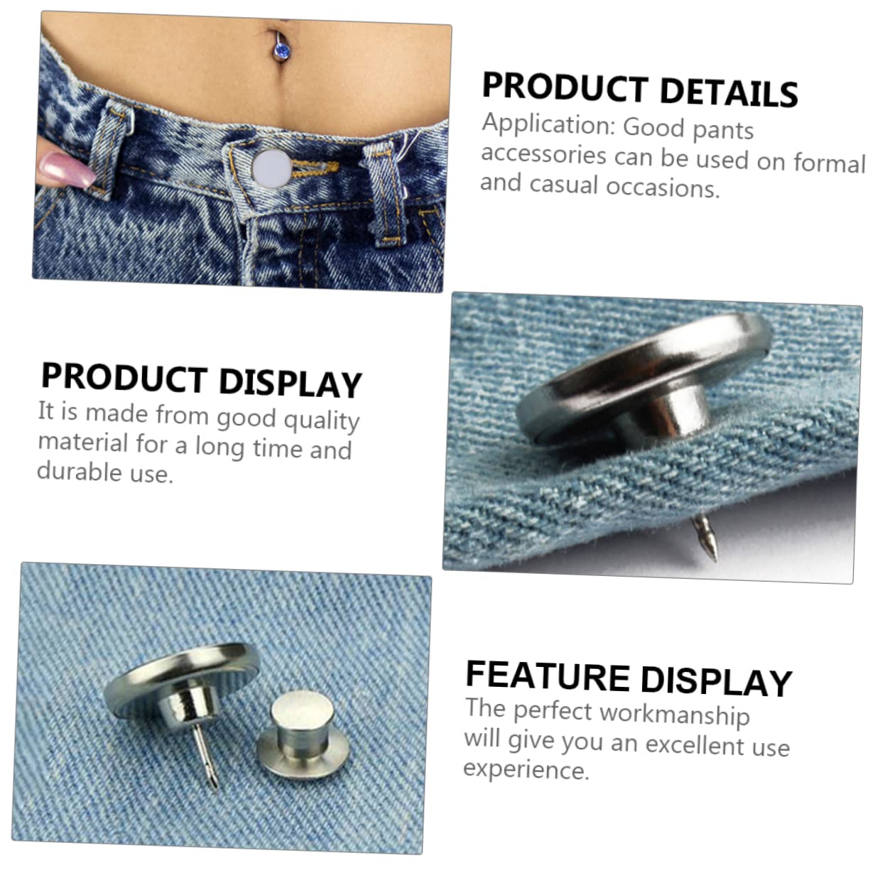 Uonlytech 3 series Botones Sin Costura Para Pantalones Botones De Jean Sin Costura Accesorios Para Jean Hebilla De Cintura Ajustable Extensor De Jean Accesorio Para Jean De 30 piezas*3