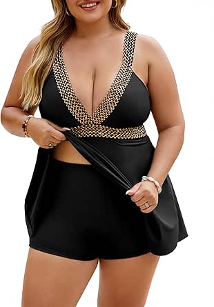 Jolefille Plus Size Swimsuit For Women 2 Piece High Waisted