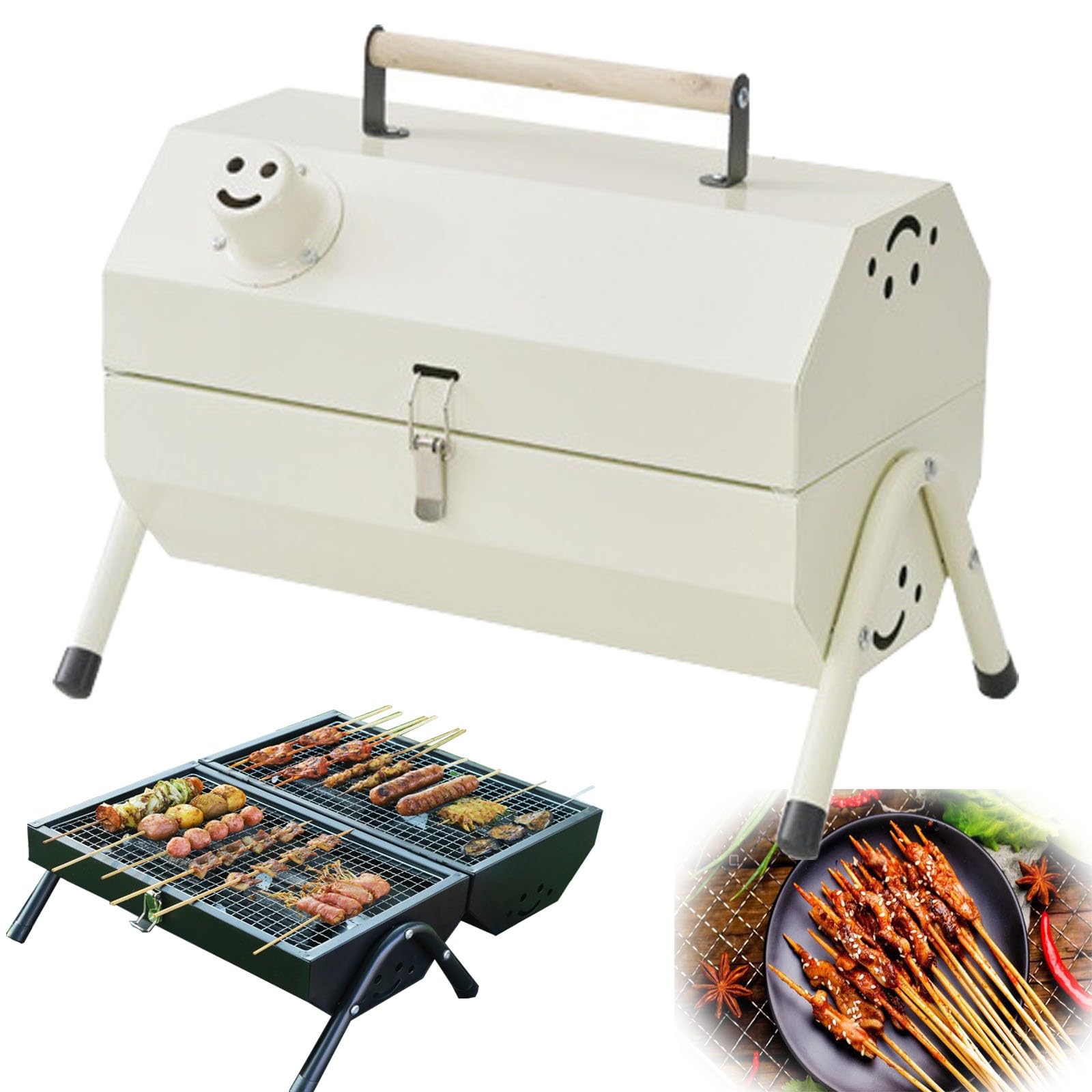 Przenośny składany grill – grill stołowy do gotowania na świeżym powietrzu, idealny na kemping, piknik i tylną klapę, w zestawie taca grillowa
