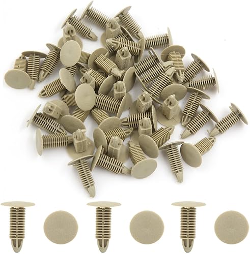 Miniatura 2 de uxcell 50 unids plástico de la puerta del coche Fender parachoques empuje remaches sujetadores clip reemplazo beige