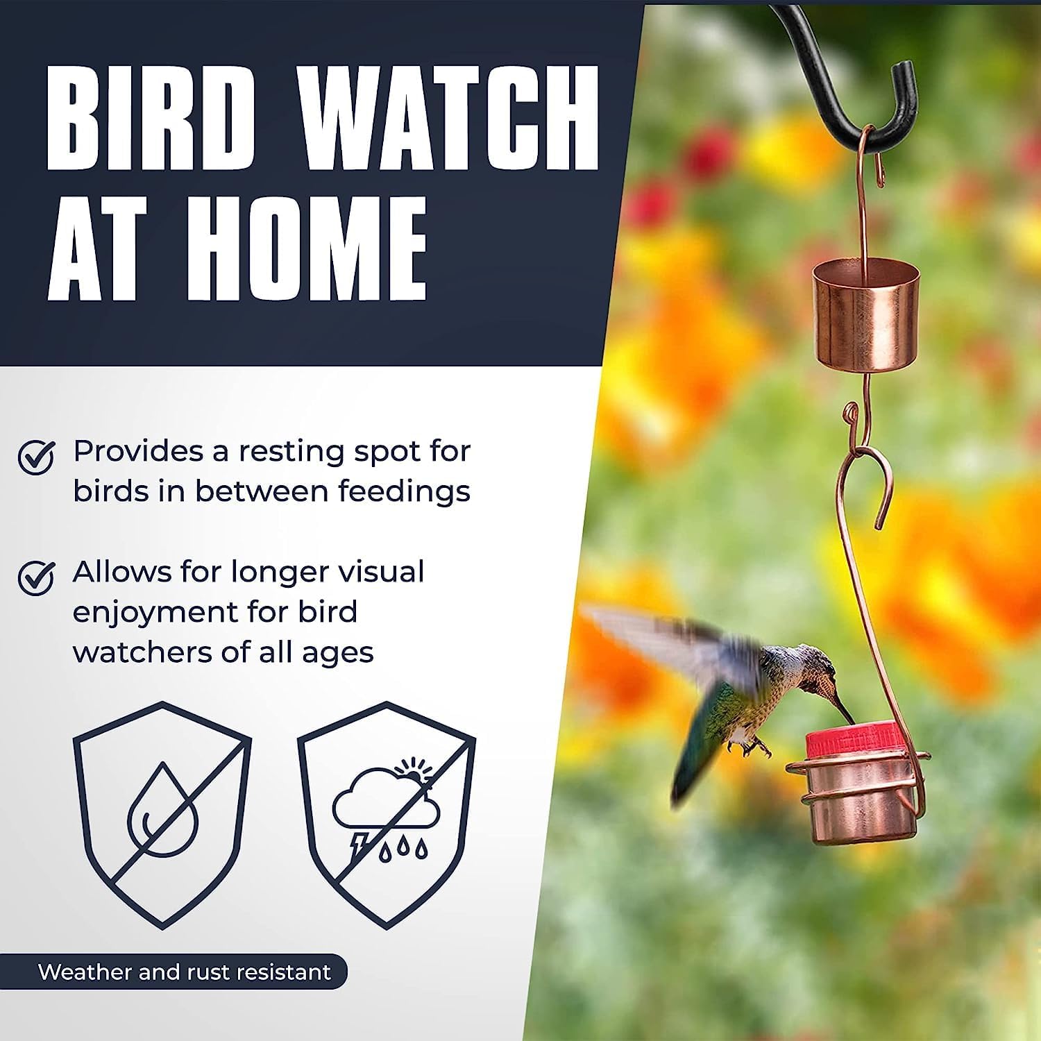 Monarch Abode Hanging Hummingbird Feeders for Outdoors – Pure Copper Handcrafted Single Hanging Hummingbird Feeder, Decorative Humming Bird Feeders for Outdoors Garden Patio Deck, Pack of 2 - Image 2