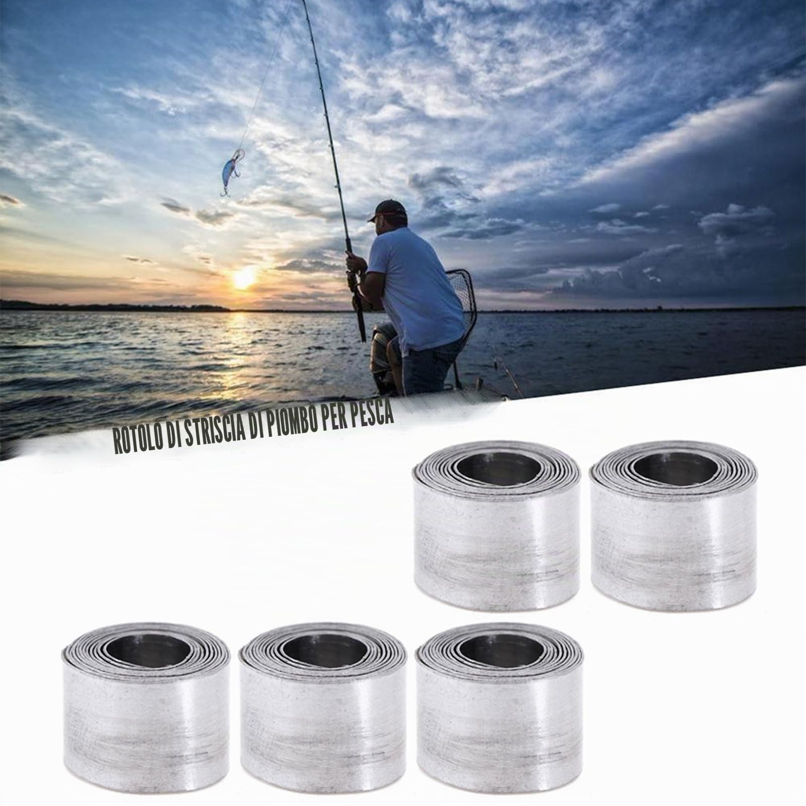Piombo Foglio Rotolo Nastro Piombo Alta Purezza Accessori per Attrezzatura Pesca 5 Rotoli 0.6mm Tokaneit