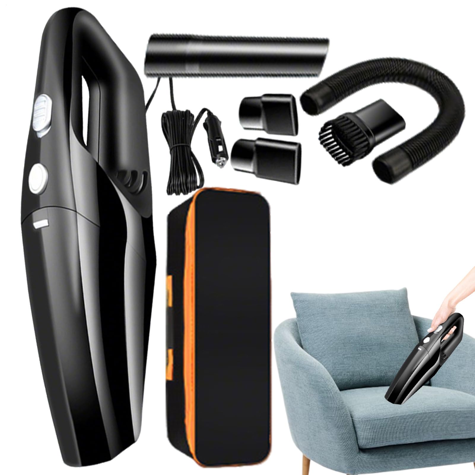 Genérico Car Vacuum, Electric Air Duster, Portable Blower, Cordless Automobile Recargable Detailing Noise Reduction Quick Cleanup for Kitchen Vehicle Computer Desktop, 11,81 x 3,54 x 2,36 pulgadas