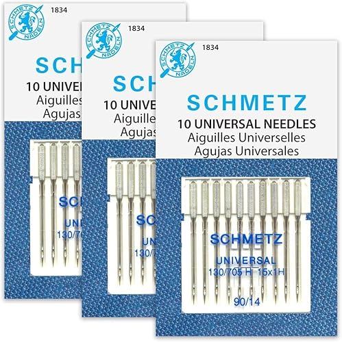 SCHMETZ Agujas universales para máquina de coser doméstica (130705 H) - Tamaño 9014 - 3 paquetes - 30 agujas