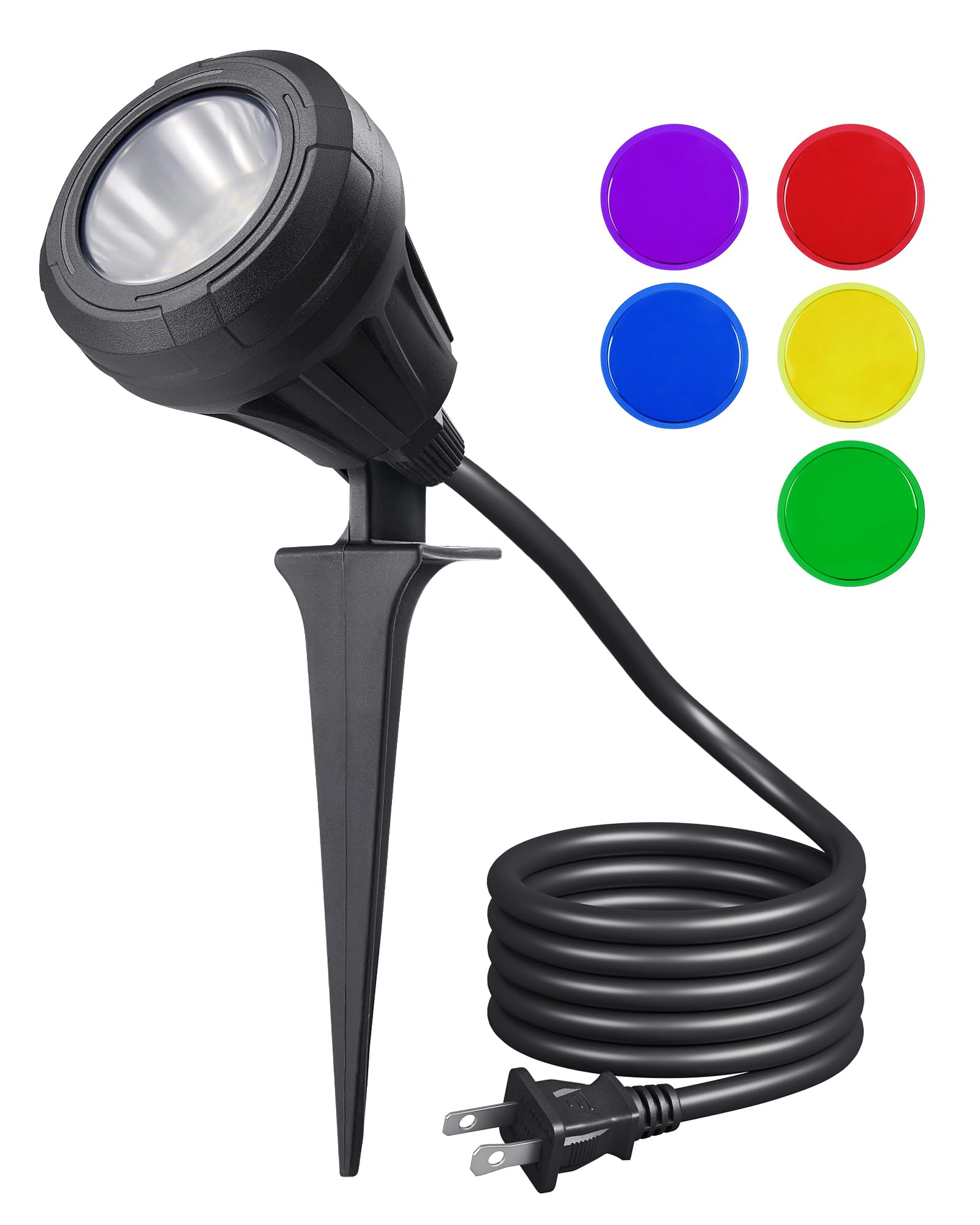 EDISHINE 120V Christmas LED Outdoor Spotlight, 5 Extra Lenses (RGB