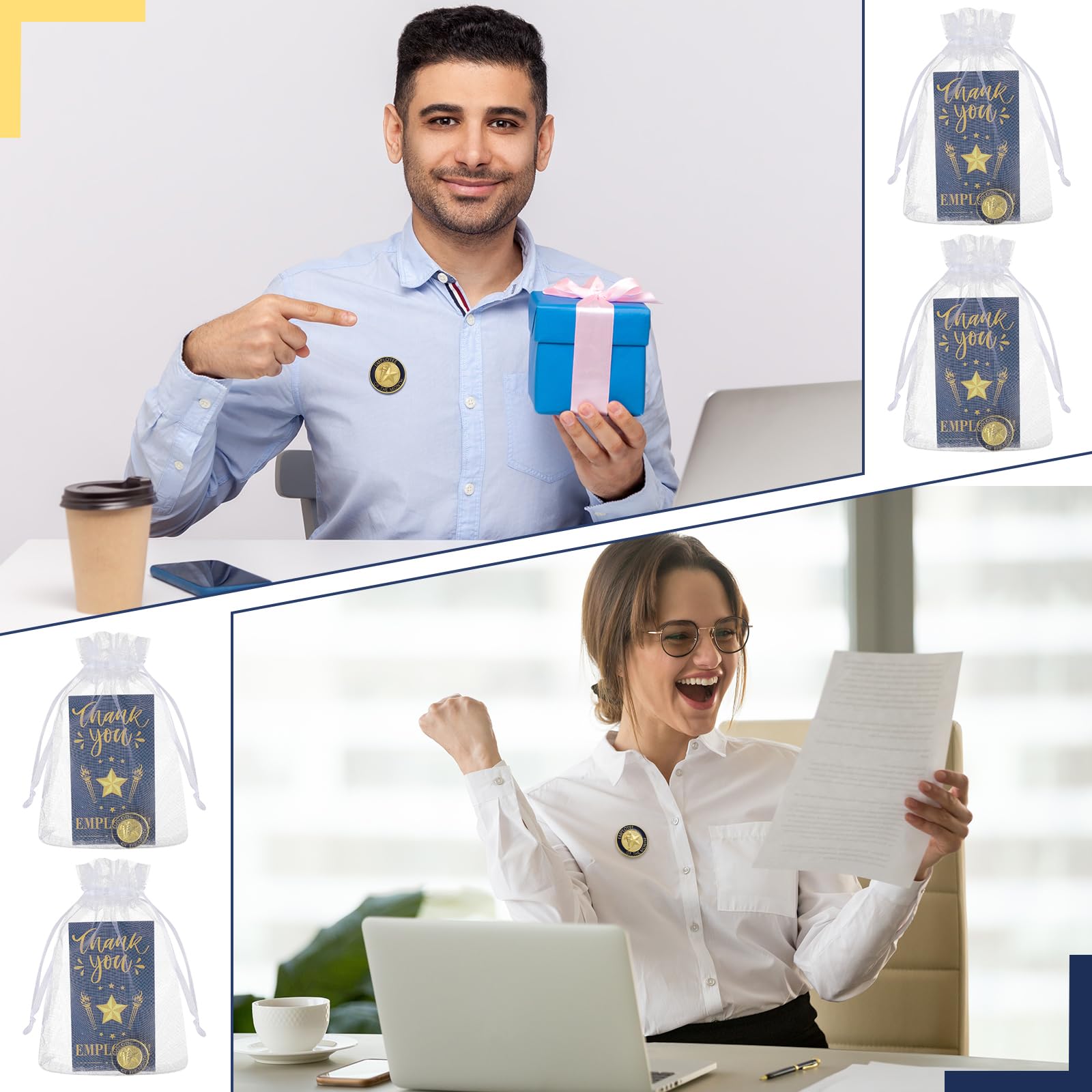 Anstecknadeln, 50 Sets, Anstecknadeln, 50 Karten, 50 Taschen, Dankeschön-Anerkennungsgeschenke für Mitarbeiter, Freiwillige