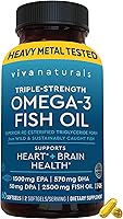 Vista 14 de Viva Naturals Píldoras de aceite de pescado Omega 3 de triple potencia – 2500 mg de fórmula de alta potencia con 2250 mg de ácidos grasos Omega 3