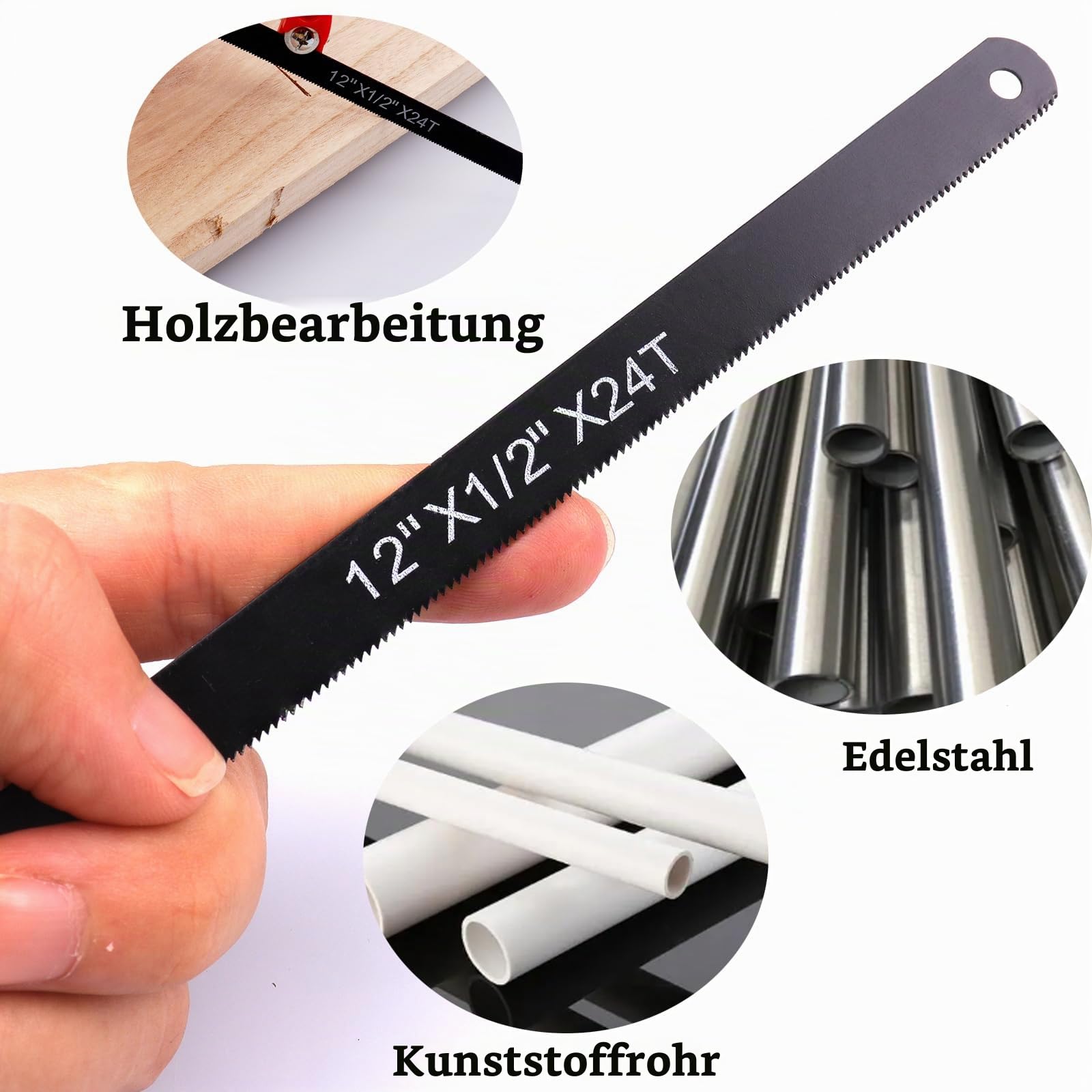 20 Stück 12Inch x 24 T Metallsägeblätter Handsägeblätter 300 mm HCS aus Hartstahl für Gärtner PVC-Rohre Holzsägen Stahl Edelstahl