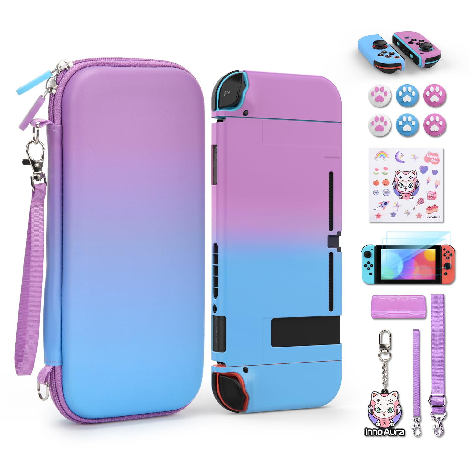 innoAura - Funda para Switch NS, innoAura Switch - Kit de Accesorios para Interruptor con Funda de Transporte Switch, Protector de Pantalla Switch, Funda para Juego Switch — view 2