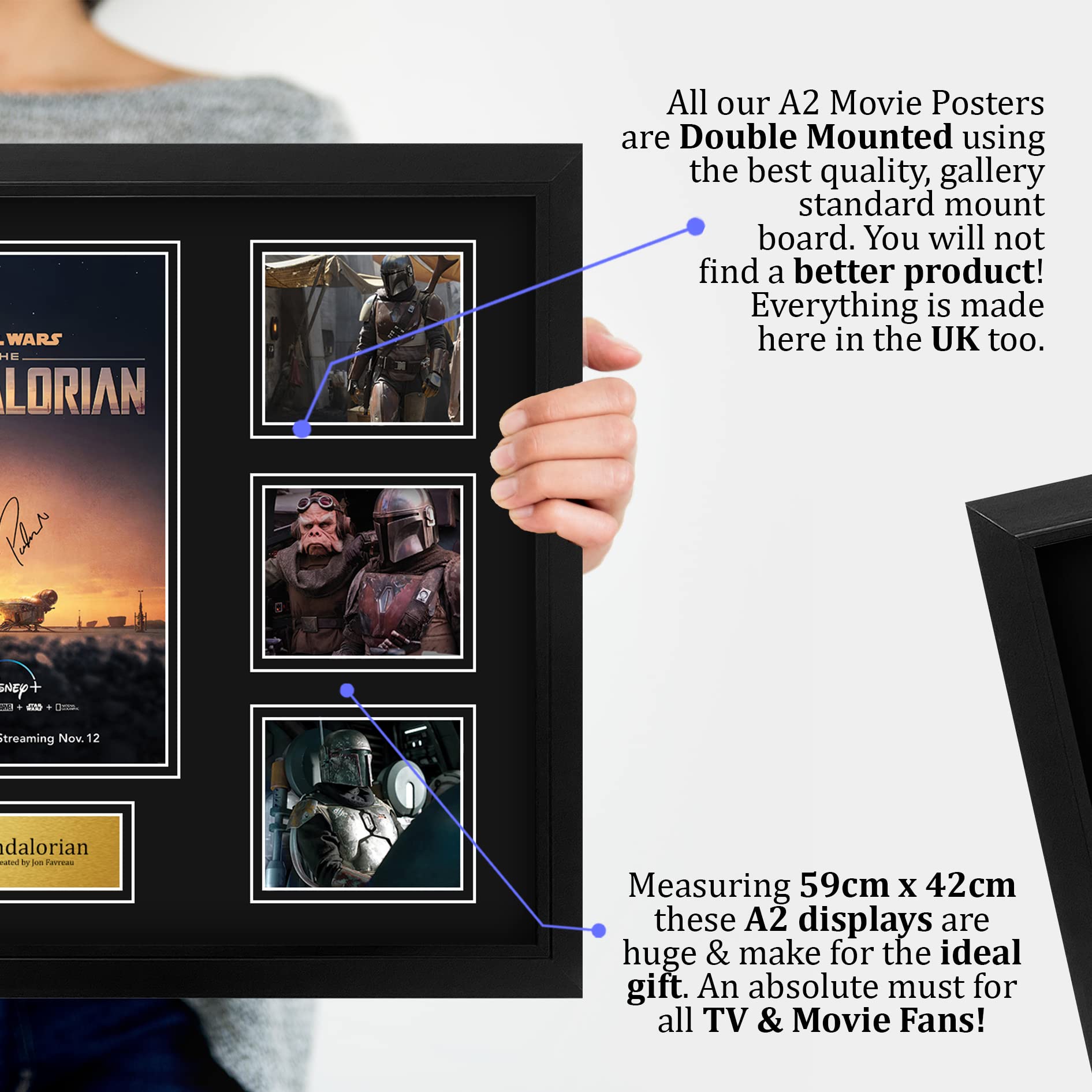 HWC Trading Geschenke Geducktes Signiertes Autogramm Fotodisplay Montagedisplay für Fans von Fernsehshows - A2 Gerahmt (ID-006529)
