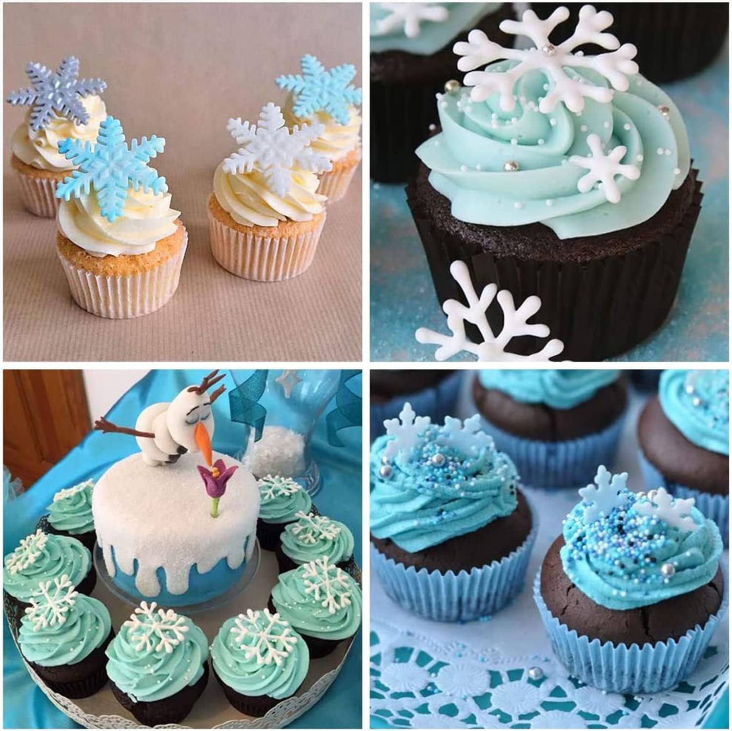 5 PCS Snowflake Silicone Fondant Mold Winter Snowflake Cake Decoration Mini Chocolate Candy Polymer Clay Resin Mold Making Supplies Sets Silicone Baking Mould for Christmas DIY Decoration（Pink） - Image 5