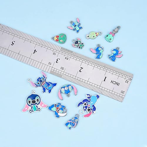 Miniatura 2 de 14pcs Anime Stitch Charms for Jewelry Making, Enamel Cartoon Stitch Pendant Charm for Bracelets and Necklaces or Earrings Crafting, Assorted Charm