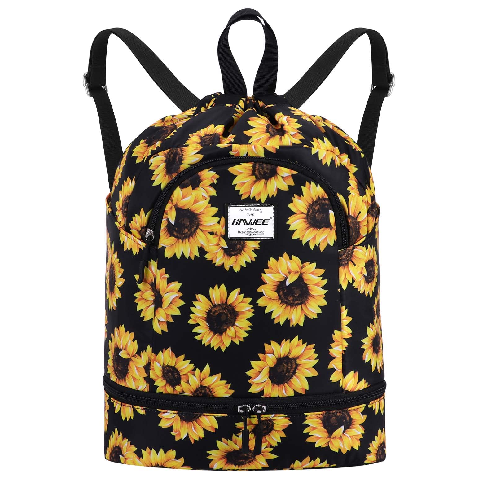 HAWEE Dry Wet Drawstring Backpack with Shoe Compartment for Women Adjustable Gym Bag