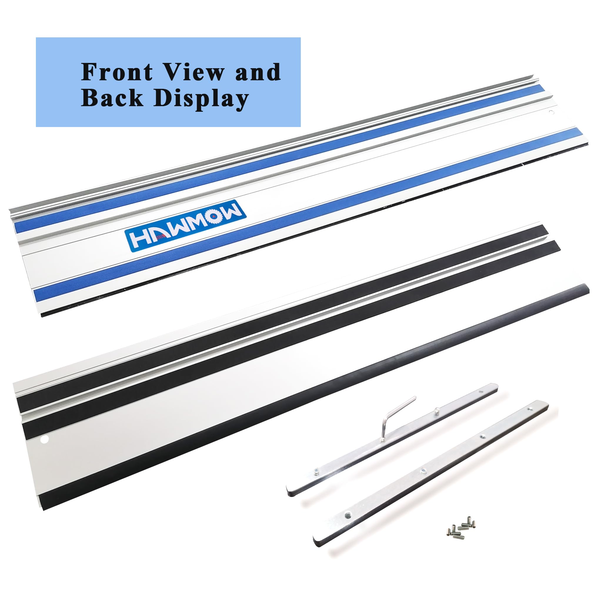 Szyna prowadząca do pił wgłębnych 198 cm do Makita Festool, zawiera 2 aluminiowe wytłaczane szyny prowadzące 99 cm i 2 złącza szynowe prowadzące do obróbki drewna, srebrne