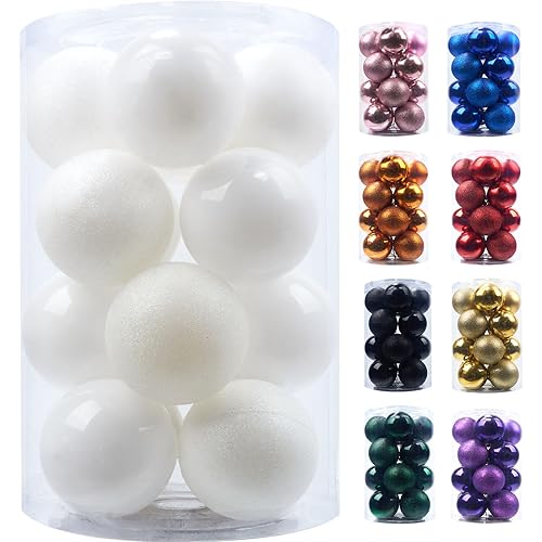 Emopeak 16Pcs Christmas Balls Ornaments for Xmas Christmas Tree - 3.15 inch Shatterproof Christmas Tree Decorations Hanging Ball for Holiday Wedding Party Decoration