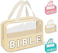 Vista 17 de izuzta Bolsas de maquillaje transparentes con letras de chenilla tipo tote, bolsa de maquillaje preppy con asa, Moda