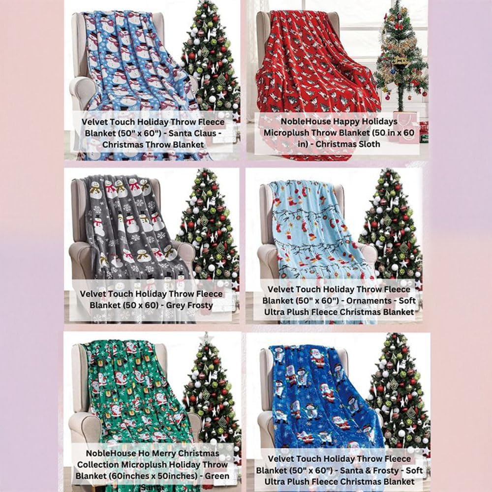 Santa & Frosty Snowman Christmas Throw Blanket – 50″ x 60″ Ultra-Soft Microplush Sherpa Fleece, Holiday Décor & Gift for Couch, Bed, or Travel