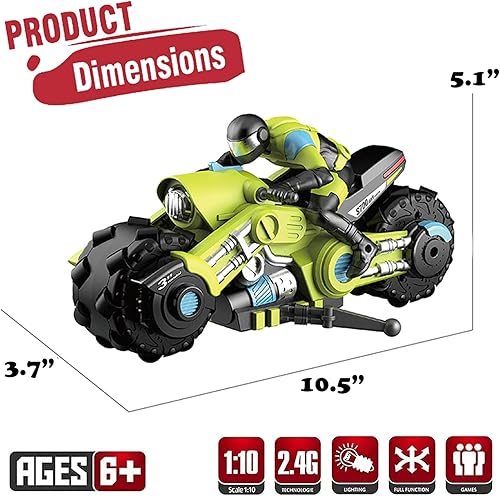 Miniatura 3 de Liberty Imports Vehículo de carreras de bicicleta de deriva con control remoto de motocicleta RC de 2.4Ghz - 110 RC ciclón de alta velocidad y