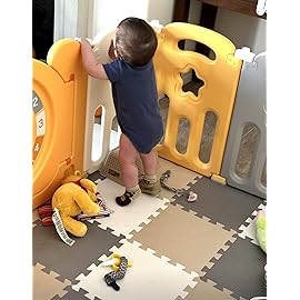 TOYVELT Foam Puzzle Floor Mat for Kids 12x12-16 Interlocking Play Mat Tiles with Colors - Educational Large Puzzle Foam Floor Tiles for Crawling, Non-Toxic - Cream-Gray-Beige