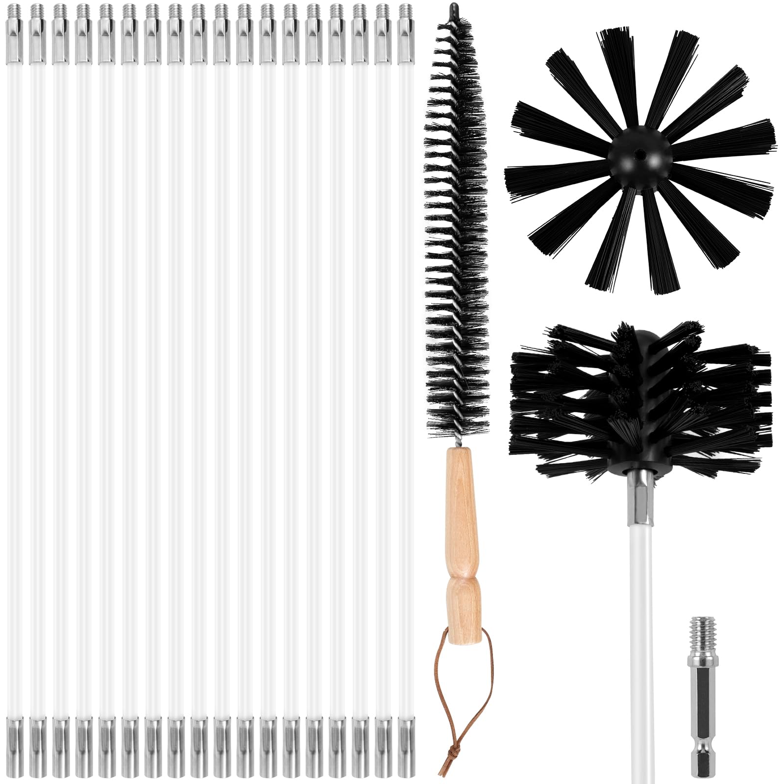 Amazon | Shuiling 煙突ブラシ 18本ロッド 41cm 煙突掃除ブラシ 薪 