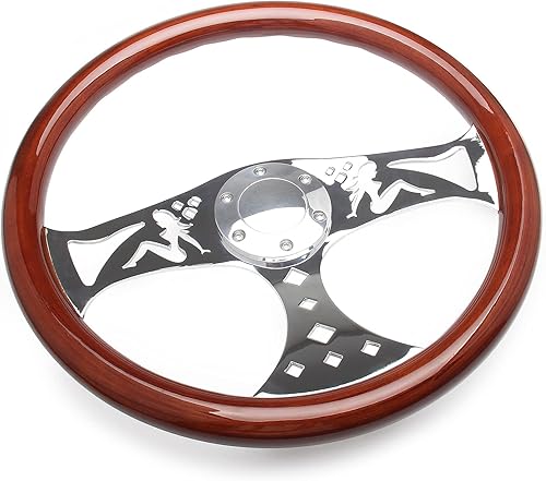 Volante de madera Top10 Racing de 15 pulgadas, estilo clásico Grant Nostalgia, con 3 soportes, remachado, agarre de madera ligero, con botón de