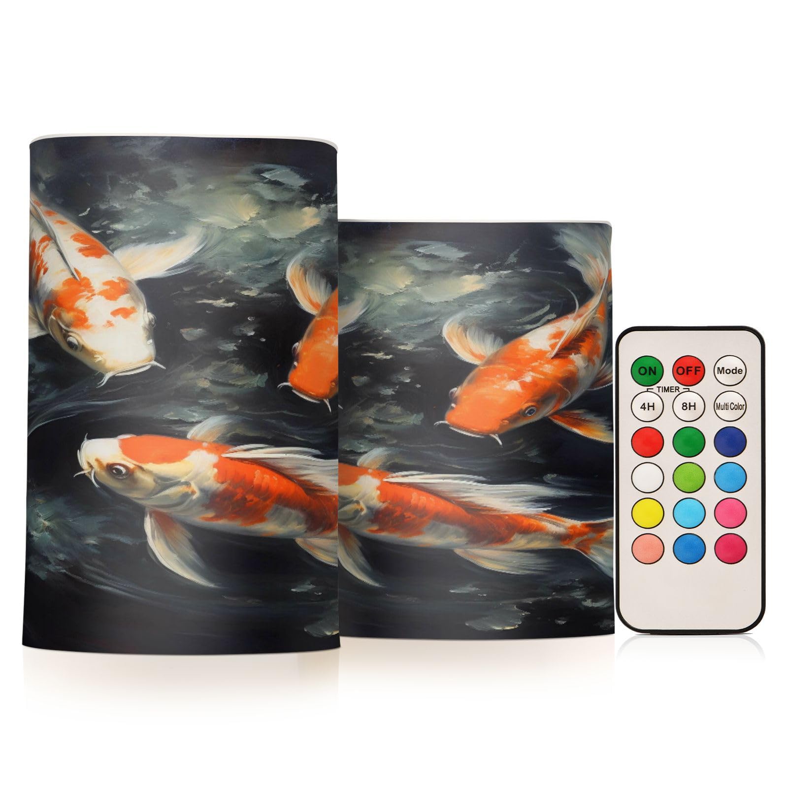 ALAZA Fish (9) Flickering Flameless Candles Battery Operated with Remote Timer,Tea Light Candles LED Pillar Votive Candles Set of 2 for Outdoor Indoor Decorations