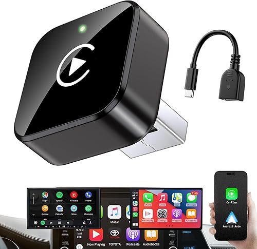Wireless CarPlay Adapter 2025 Upgrade Mini Design, USB/USB-C Plug & Play Converts CarPlay to Wireless - Easy Use Fast Stable Connection Car Play for iPhone & Android