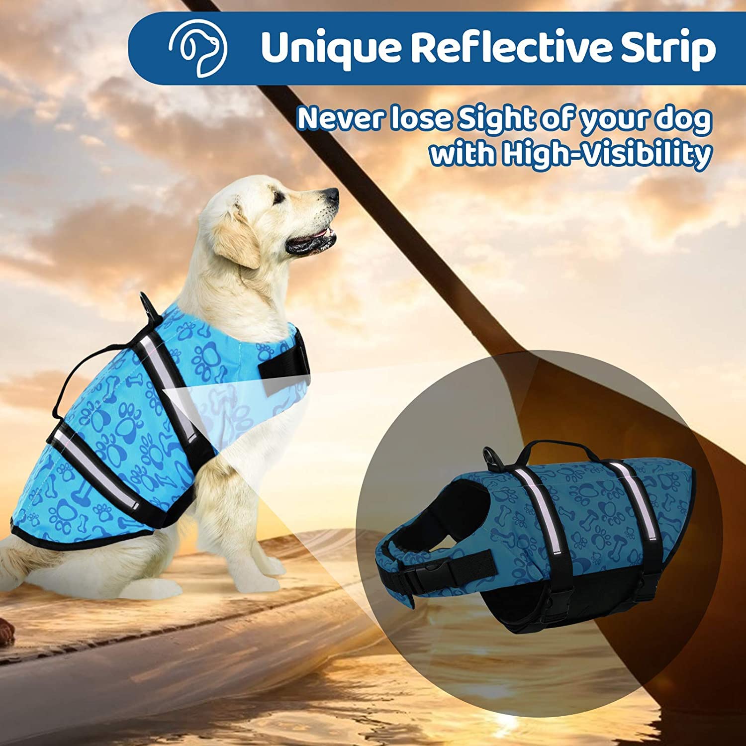 Gilet De Sauvetage Ripstop pour Chien, Gilet De Flottaison pour Chien pour La Natation, Gilet De Sauvetage pour Chien De Plage avec Flottabilité Élevée Et Poignée De Sauvetage,P,XXL