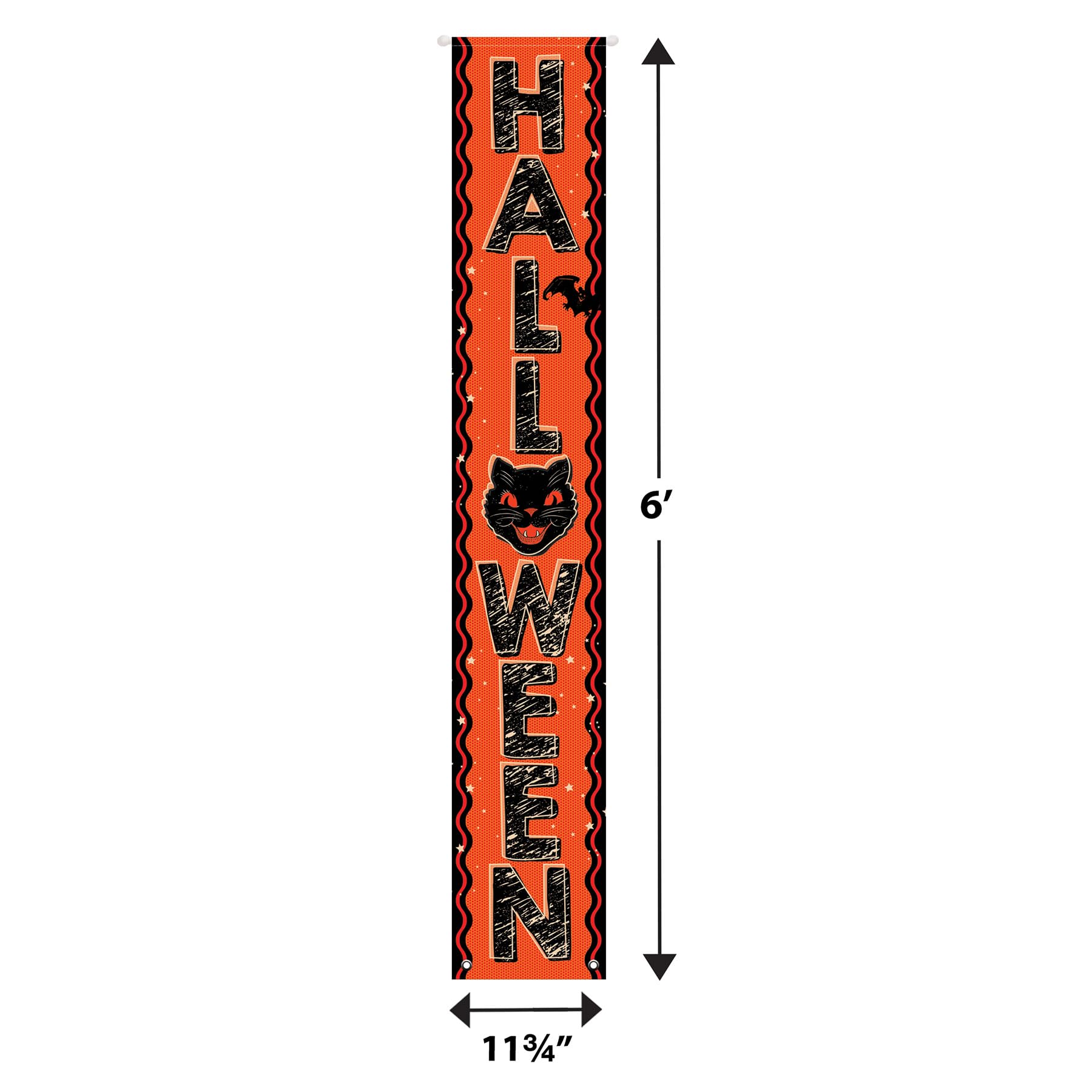 Beistle Tkanina Vintage Halloween Dekoracje Zestaw paneli drzwiowych, do użytku wewnątrz/na zewnątrz, świętujemy z Tobą od 1900 roku, 15 x 32 cm, pomarańczowy/czarny