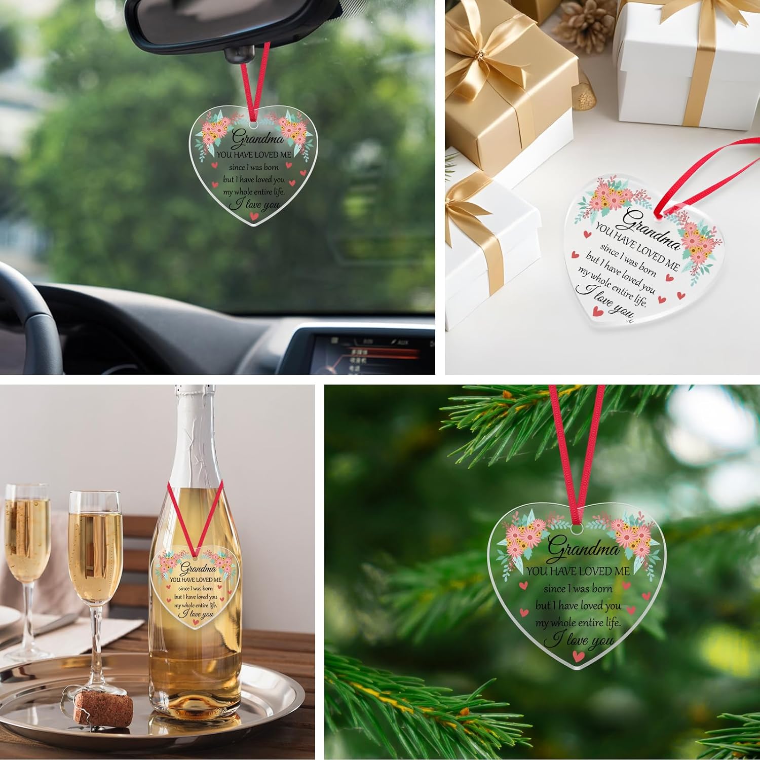 Grandma Christmas Ornament Grandma Birthday Gifts from Granddaughter Grandson Mothers Day Thanksgiving Day Gift Acrylic Ornaments Keepsake Birthday Gift for My Grandmother from Grandkids - Image 3