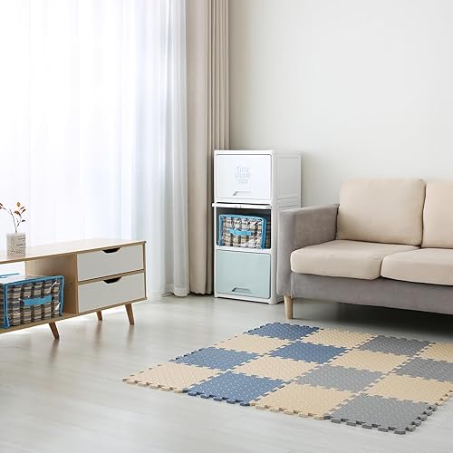 Miniatura 6 de Tamiplay 16 alfombrillas de espuma para niños, 12 x 12 pulgadas, tapete de juego de espuma EVA de 0.4 pulgadas de grosor, tapete cuadrado