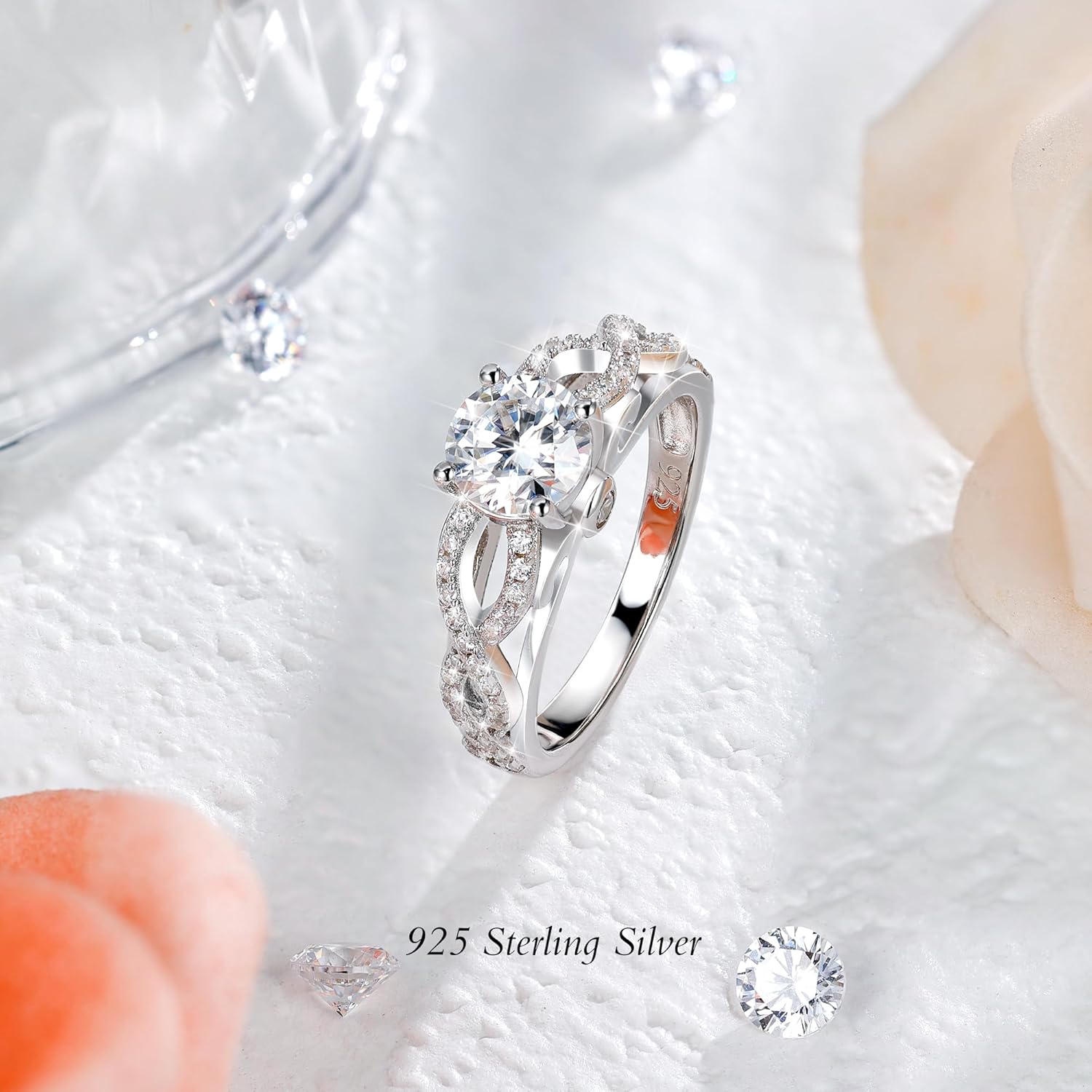 1CT Moissanite Engagement Ring for Women 925 Sterling Silver Promise Rings for Her Birthday Wedding Anniversary Valentines Jewerly For Women