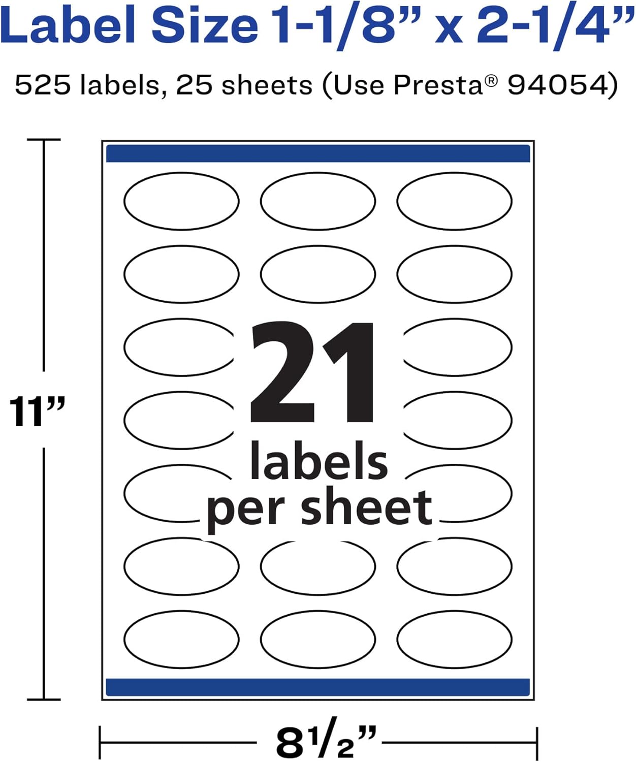 Avery Printable Durable White Oval Labels, Sure Feed Technology, 1-1/8" x 2-1/4", Print-to-the-Edge, Waterproof Labels, Laser & Pigment-Based Inkjet Compatible, 525 Total
