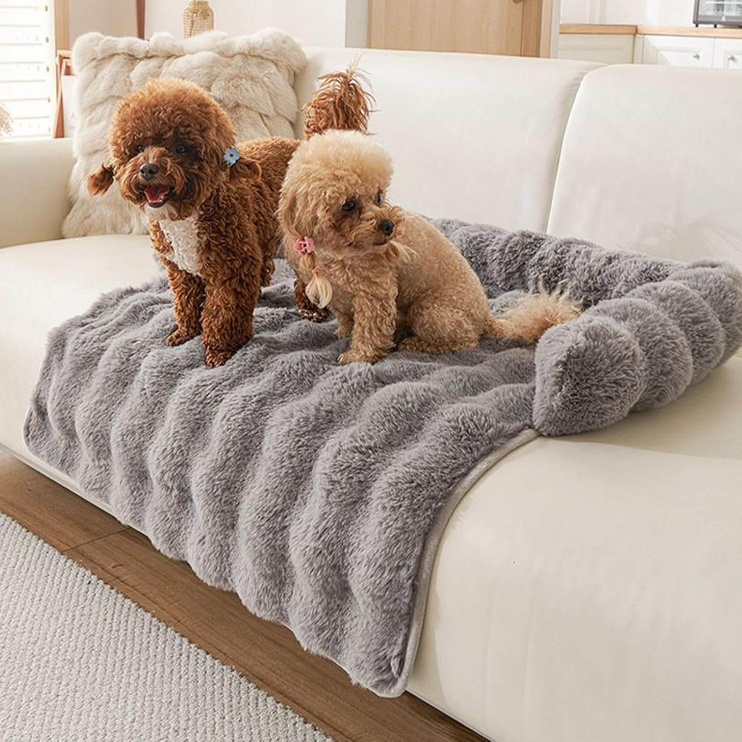 Dog Bed for Couch - Raised Edge Furniture Protector with Soft Plush Material, Calming Dog Bed for Home Kitchen Living Room Nursery Apartment Daily Rest, Comfortable Design