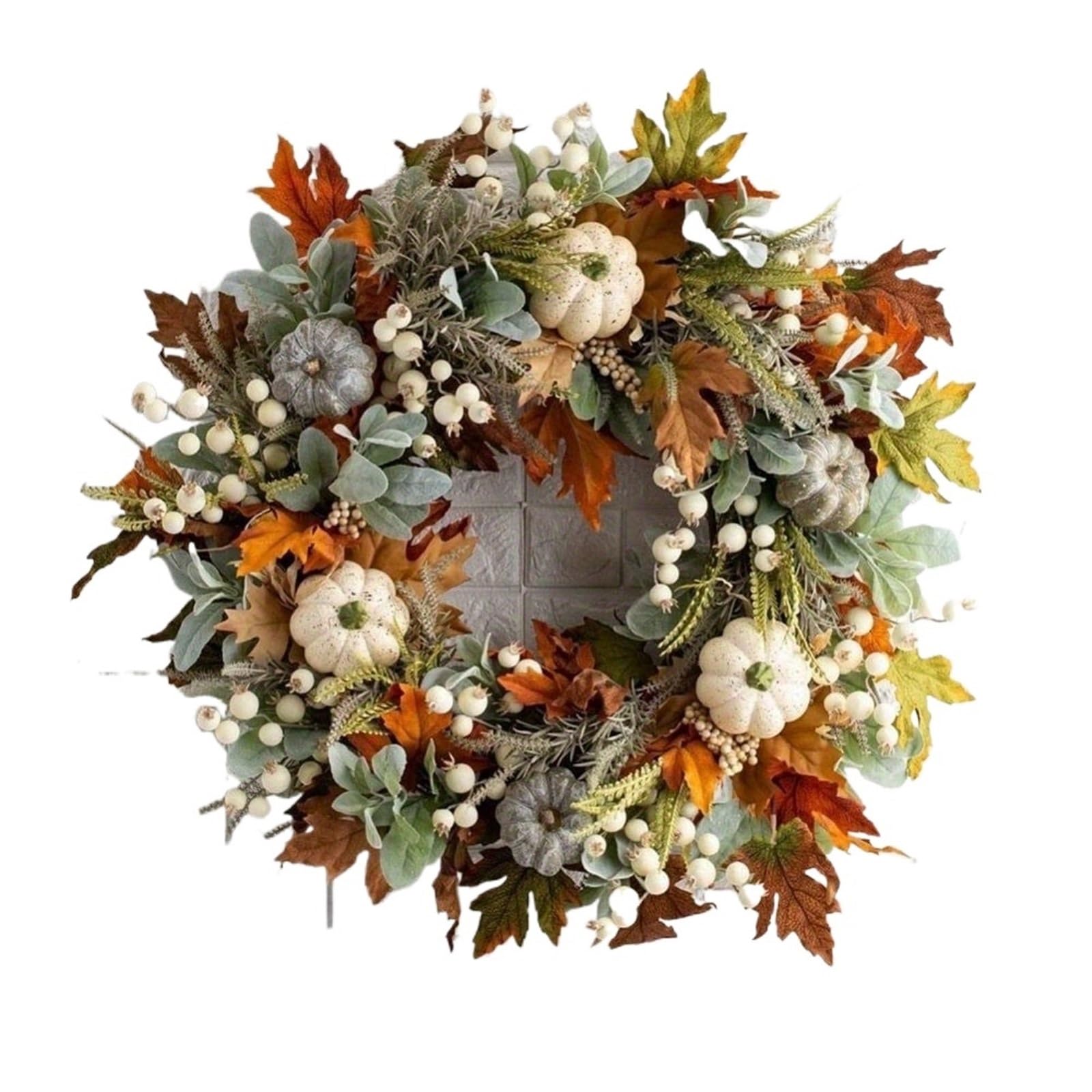 Wreaths Wreath Artificial Maple Leaf White Pumpkin Door Garland For Halloween Thanksgiving Hanging Ornaments