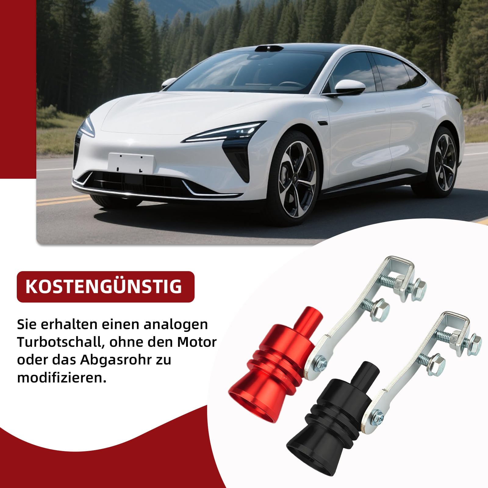 KLINNA 2 unidades de tubo de escape de sonido, simulador de sonido turbo, aleación de aluminio, generador de sonido para coche, accesorios de tuning universal para automóviles en todos los modelos — view 4